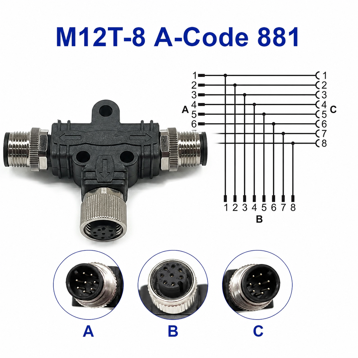Solacrion® T M12 8pin 2M/1F connector